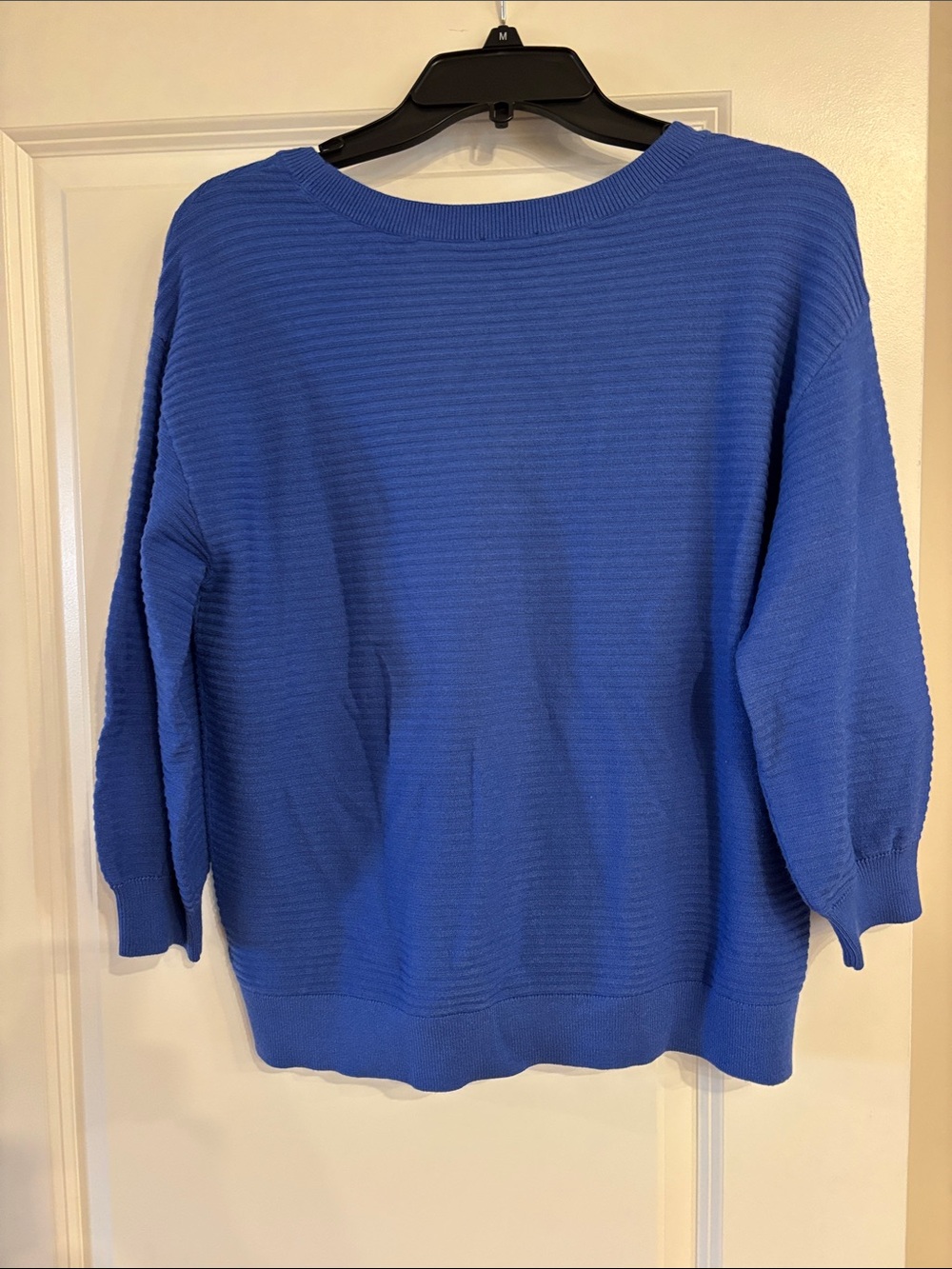 Talbots Periwinkle Ribbed Crewneck Sweater 3/4 sleeve Size M - Picture 5 of 5